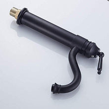 HYY-YY - Rubinetto per lavabo antico sopra lavabo con rotazione a 360 gradi, altezza di rotazione per lavabo, in ferro nero, alto a S, curvo nero