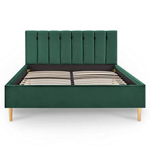 Mobilier Deco - Valentina, letto matrimoniale imbottito in tessuto velluto verde, 180 x 200 cm