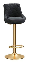 GXK - Sgabello girevole da bar rotondo, in velluto, con gambe in metallo, altezza regolabile (colore: nero)