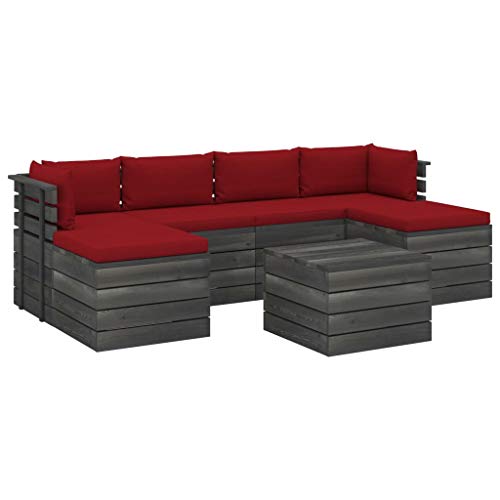 vidaXL Set Divani da Giardino su Pallet 7 pz con Cuscini Massello Pino