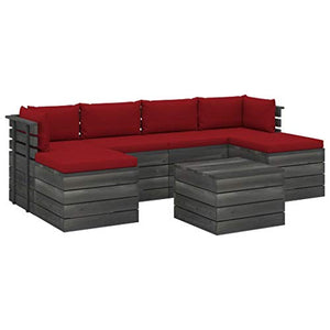 vidaXL Set Divani da Giardino su Pallet 7 pz con Cuscini Massello Pino