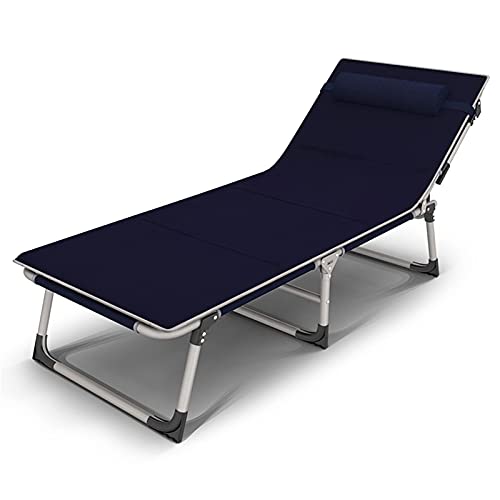 LLSS Lettino Prendisole in Metallo, Lettino Pieghevole, 194 * 68 * 78 cm, 150 kg Max. Carico statico, Resistente alla ruggine, con Set di Cuscini Blu Scuro, sedie reclinabili