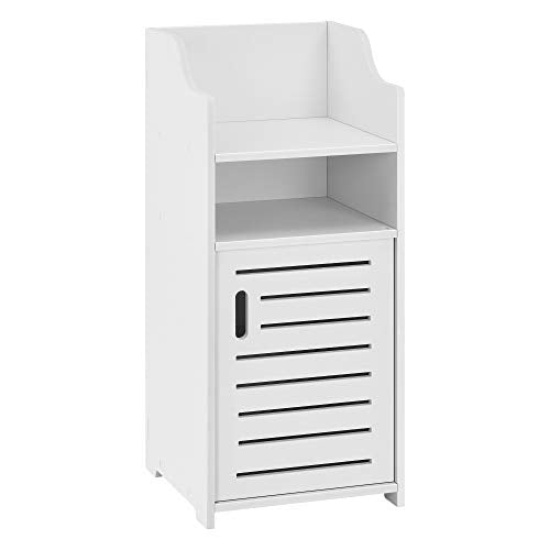 [en.casa] Armadietto da Bagno a Terra con 1 Anta Scomparto e Ripiano Mobiletto da Stoccaggio Ripostiglio da Bagno con Sportello di Design - Bianco