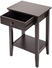 YRRA Comodino in Legno Comodino Divano Tavolo con 1 cassetto e ripiano portaoggetti 18,11 L x 13,78 P x 27,56 A (caffè)