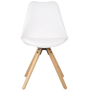 WOLTU BH52ws-1 Sedia Sala da Pranzo Sgabello con Schienale in Plastica e Ecopelle Senza Braccioli Gambe di Legno Bianco