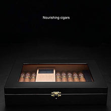 XYF Humidor in Cedro Artigianale, Scatola Porta Sigari Umidificatore, con Igrometro E Umidificatore, Doppio Vano Portaoggetti per Finestra in Vetro Verniciato Pianoforte, Tenendo 25 Sigari