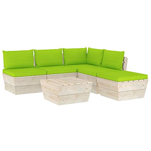 FAMIROSA Set Divani da Giardino su Pallet 6 pz con Cuscini Legno Abete-3551
