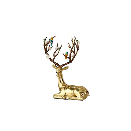 RTYUIHN Rame Puro Cervo Sika Ornamenti Soggiorno in Stile Europeo Mobile TV armadietto del Vino Portico Decorazione Creativa Regali di inaugurazione della casa (Seduta)