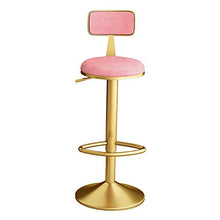 Ljings - Sgabello da bar con design moderno, regolabile, con cuscino in velluto e poggiapiedi, da cucina, colore: Rosa