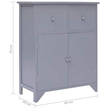 Tidyard Armadietto Grigio 60x30x75 cm in Legno di Paulownia