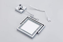 PENNY73 Specchio per Trucco a Parete LED Illuminato Estensibile Girevole a 360 ° su Due Lati Ingrandimento 3X per Bathroom Square,Gold,Rechargeable