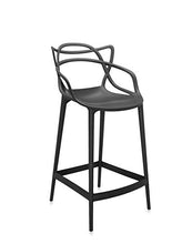 Kartell Masters Stool Sgabello, Tecnopolimero termoplastico Riciclato con Carica Minerale e Trattamento Soft-Touch, Nero, H. 65