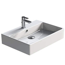 Aqua Bagno SOLO lavabo in ceramica, 60 cm, Bianco, a incastro, rettangolare, per bagno degli ospiti, montaggio a parete