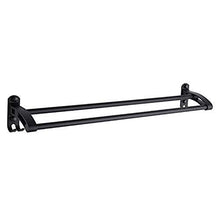HYYDP Mensole Bagno Semplice Supporto da 59 cm in Alluminio Spray Nero Opaco a Doppio palo for portasciugamani con Gancio
