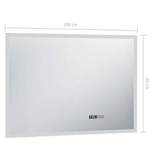 Tidyard Specchio da Parete Rettangolare a LED per Bagno con Sensore Tattile e Orologio 100x60cm,Specchio a Muro Bagno,Specchio da Bagno,Specchio Bagno Parete,Specchio da Parete con Luce LED