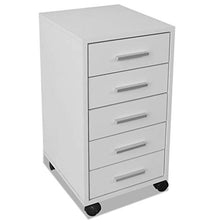 BIGTO - Armadietto da ufficio con ruote con 5 cassetti, in truciolato, con cassetti da giardino, colore: bianco, 33 x 38 x 63 cm