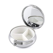 Haosell - 3 portapillole in metallo rotondo, 3 scomparti, portatile, da viaggio, vintage, con libellula, con specchio, vitamine, medicina e tablet, per uso quotidiano e da viaggio