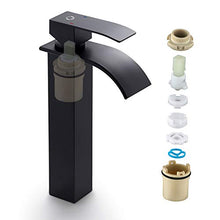 CECIPA Rubinetto Bagno Lavabo Alto con Maniglia Singola, Miscelatore Rubinetto Bagno Cascata con Acqua Calda e Fredda, Installato Accanto al Bacino, non in Alto, 252 * 45 * 45 mm Nero