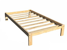 Letto singolo in legno di pino massiccio Alaska con doghe in legno di pino, non rifinito con supporto per materasso a doghe in legno, senza bisogno di molle, adatto per materasso singolo, 90 x 190 cm