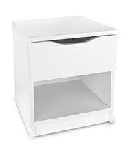 Leomark Comodino Moderno in Legno con cassetto e scompartimento apertoin, Comodino per Bambini, Colore Bianco, Dimensioni: 40cm x 38cm x 42cm (LxWxH)