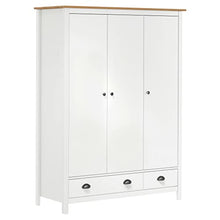 vidaXL Armadio a 3 Ante Hill Range Bianco 127x50x170 cm Legno di Pino
