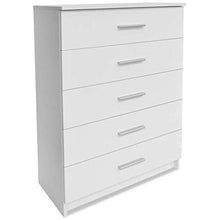 Cikonielf Credenza Buffet con 5 cassetti, cassettiera per sala da pranzo, soggiorno, camera da letto, 71 x 35 x 106 cm, bianco opaco
