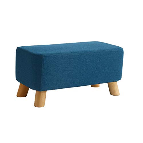 Mobili per la casa e Giardino Panca Imbottita in Legno massello con Seduta Rivestita in Pelle di Vitello con Copertura in Lino Estraibile 56x28x26cm Ottomani da Cucina