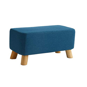 Mobili per la casa e Giardino Panca Imbottita in Legno massello con Seduta Rivestita in Pelle di Vitello con Copertura in Lino Estraibile 56x28x26cm Ottomani da Cucina