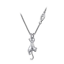 Baoxiaohed Collana in Argento Sterling, Collana in Argento Sterling Cat alla Moda Geometria del Pesce, Adatta per La Festa della Mamma, Regali di Anniversario E Regali di Compleanno