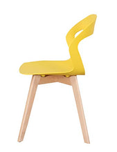 Sedia in polipropilene e gambe di faggio, design semplice e moderno, con schienale cavo, per sala da pranzo, cucina, soggiorno, ristorante, ufficio, sala riunioni, set da 4 (giallo)