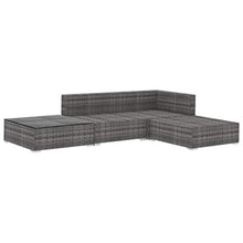 vidaXL Set Divani da Giardino 4 pz con Cuscini Foderati Lavabili Modulare Leggero Elegante Arredi da Esterno in Polyrattan Grigio Telaio in Acciaio