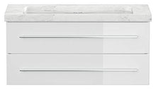 Mobile bagno marmo Bianco Carrara Damo 100cm,senza foro, bianco lucido