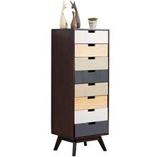 CHENSHJI Cassettiera Storage Unit Comodino con 8 Cassettoni in Legno Comodini Cassetti Tabelle Camera di Stoccaggio (Color : Brown, Size : 40x36x112CM)