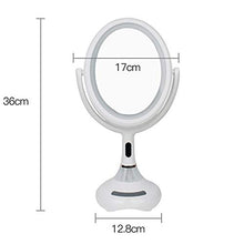 OMLTER Desktop Specchio Trucco con Bluetooth Suono, Palmare Ricaricabile Specchio Trucco con 1x/5x Ingrandito, Casa Doppia Faccia 360 ° Girevole Specchio con Luci per Bagno E Hotel