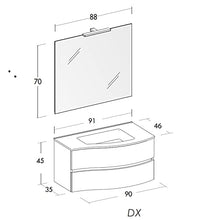 bonussi Mobile Bagno Sospeso 90 cm Lavabo Specchio e Doppio Cassettone Toby DX Olmo Tierra