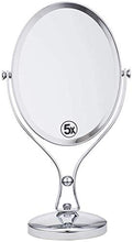 ADSE Specchio da Trucco Specchio da Tavolo con piedistallo per Camera da Letto del Bagno, ingrandimento 5X Specchio da Barba Specchio cosmetico a Doppia Faccia