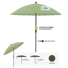 greemotion Ombrellone parasole rotondo inclinabile poliestere Ø ca. 270 cm protezione solare UV50+"Sizilien", con manovella, palo in acciaio, antracite/verde salvia