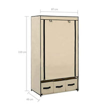 Tidyard Armadio Tessuto Non Tessuto Pieghevol con 3 Cassetti, Guardaroba Salvaspazio Richiudibile, Tubi di Ferro Resistenti All'Umidità, 87X49X159 cm Crema