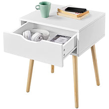 Yaheetech Set 2 Comodino Camera da Letto Bianco Comodino con Cassetto Gambe in Legno Mobiletto Organizzatore da Letto 48,5 x 41 x 57,5 cm Tavolini d'Appoggio Tavolino Lato Moderno da Divano Salotto