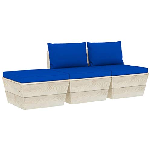 FAMIROSA Set Divani da Giardino su Pallet 3 pz con Cuscini Legno Abete-3418