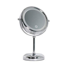 KANJJ-YU Specchio da Toilette con Le luci, LED Illuminato Bagno Trucco Specchio con ingrandimento 5X, Batteria o USB autoalimentato, Double Sided Rotonda controsoffitto Specchio Specchio