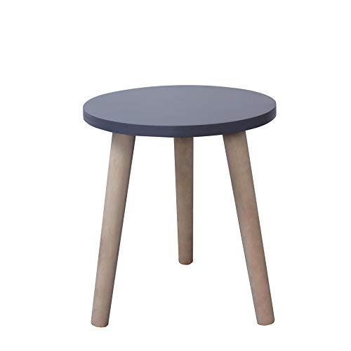Rebecca Mobili Tavolino rotondo contemporaneo, tavolo da appoggio grigio, legno paulownia mdf, camera da letto salotto - Misure 39 x 34 x 34 cm (HxLxP) - Art. RE6120