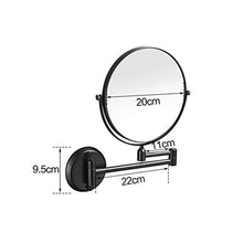 HXYSJ Specchio Ingranditore 3X da Parete Specchio di Cortesia da Bagno Bifacciale Rotondo Girevole, Allungabile E con Finitura Cromata Nero Opaco Moda