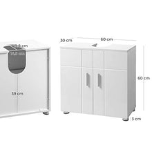 VASAGLE BBK02WT - Armadio per lavabo da bagno con doppia porta, ripiano regolabile, cerniere con chiusura morbida, piedini regolabili, 60 x 30 x 60 cm, porte bianche lucide BBK02WT