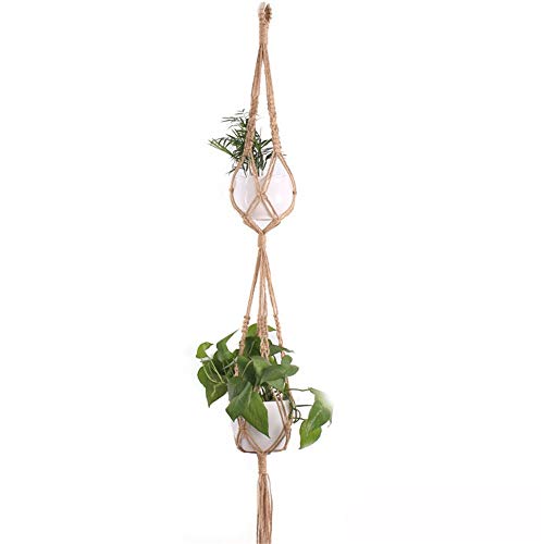 MICROSHE Macrame Plant Hanging Planter Appendiabiti da Parete per Piante Macrame (Colore : Natural, Dimensione : C)