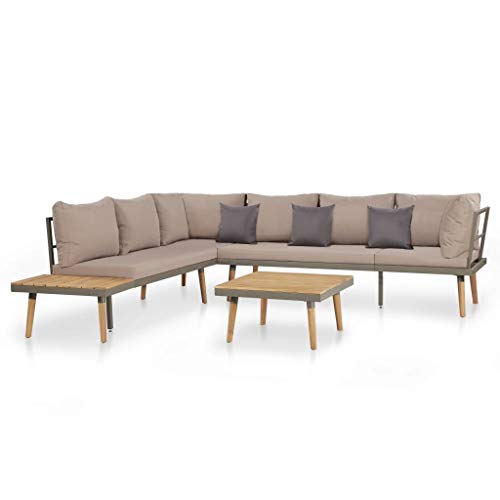SKM Set Divani da Giardino 4 pz con Cuscini Legno di Acacia Marrone (47.6kg)