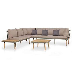 SKM Set Divani da Giardino 4 pz con Cuscini Legno di Acacia Marrone (47.6kg)