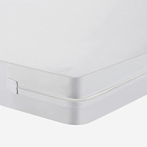 Amazon Brand - Umi Fodera coprimaterasso impermeabile con cerniera,Protezione Materasso Premium - Cotone 90x200cm(per materassi di circa 20cm)