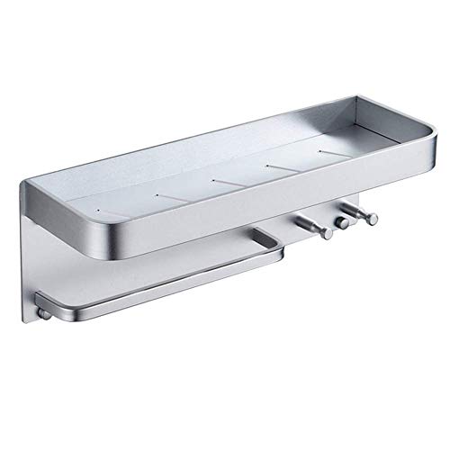 NHLBD Mensola da Bagno, mensola portaoggetti - Bagno mensola a Parete Doccia Caddy in Alluminio Bagagli mensola for Le Attrezzature da Bagno con partizione portasciugamani da Bagno (Colore: Nero)