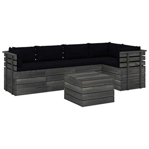 vidaXL Set Divani da Giardino su Pallet 6 pz con Cuscini Massello Pino